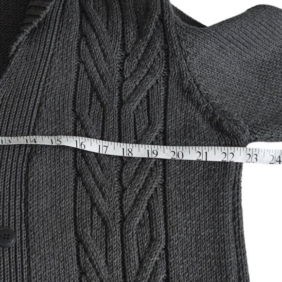 Zara Man Knit Cardigan Sweater Shawl Collar Button Down Gray Cable Knit XL - Picture 8 of 9